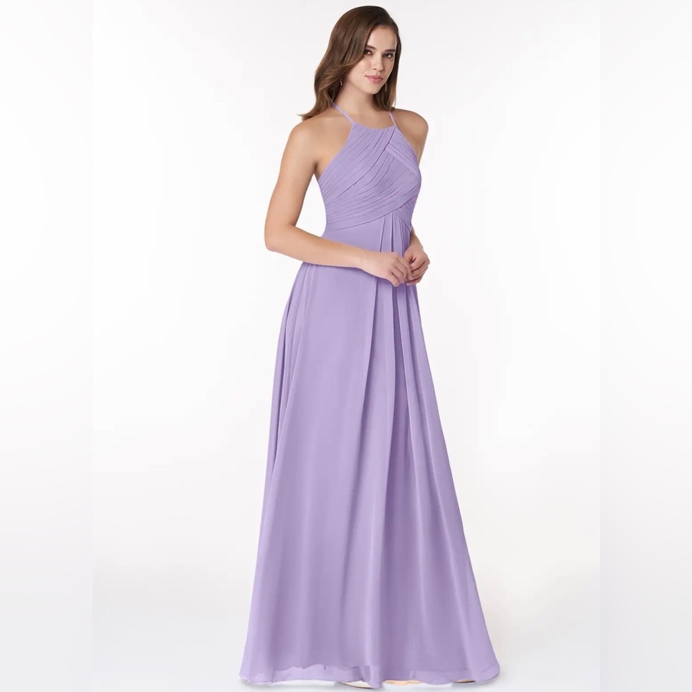 Awei Bridal Lilac A- Line Halter Pleated Chiffon Maxi Dress